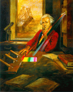 William Herschel detecting infrared light, 1800